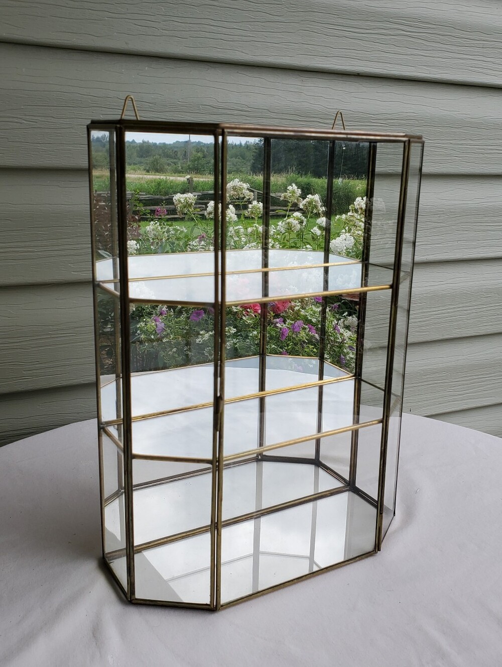 Vintage Glass And Brass Curio Display Cabinet Circa 1980/1990 Cottagecore